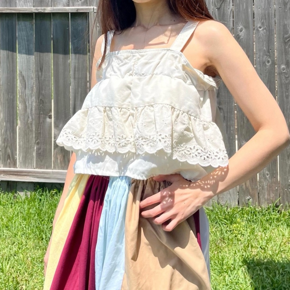 Vintage Fabric | Handmade Sleeveless Crop Top SKU 05064